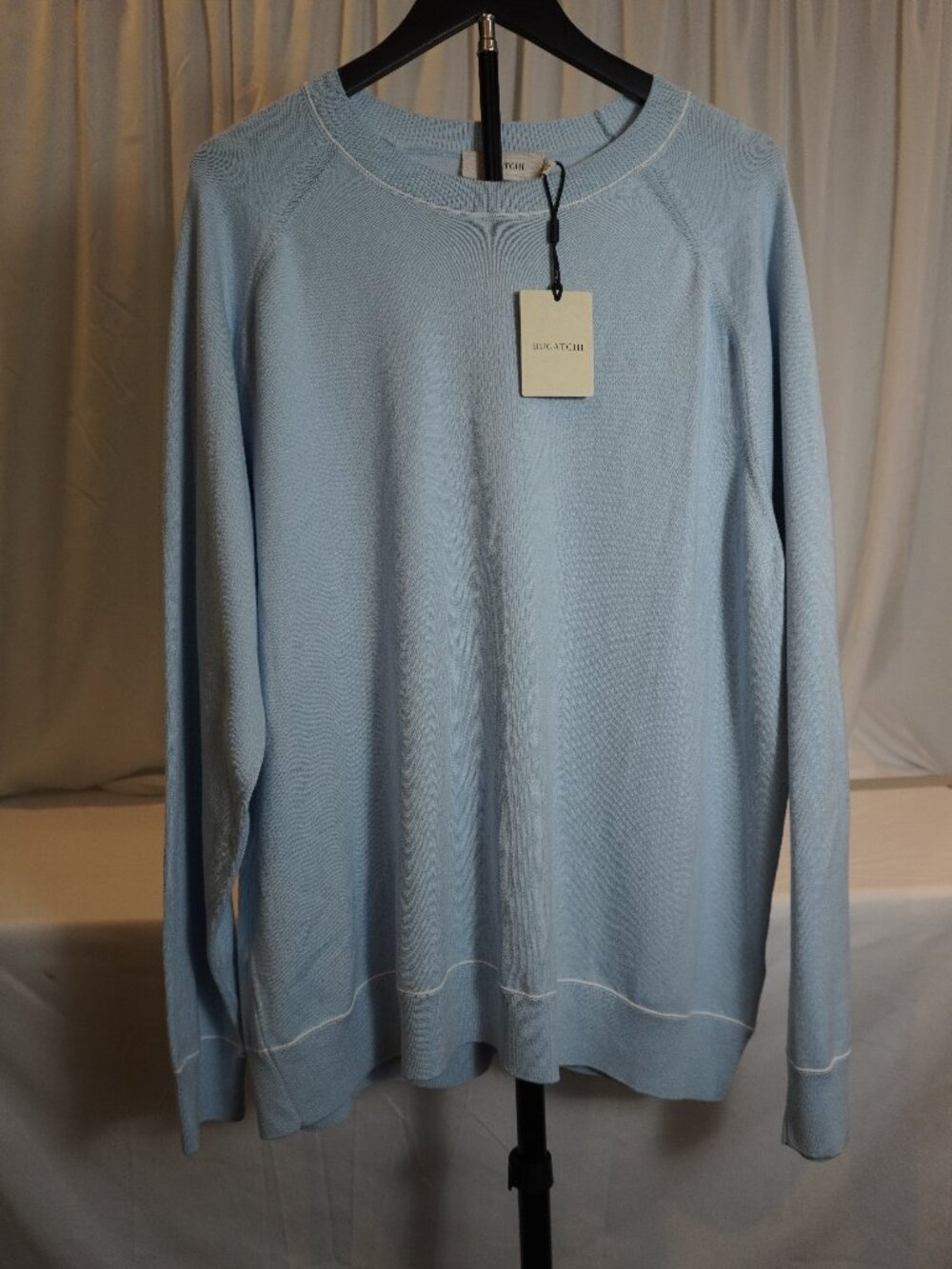 Bugatchi Mens Knit Sweater XXL Ice Blue Luxury Pullover Cotton Blend NWT